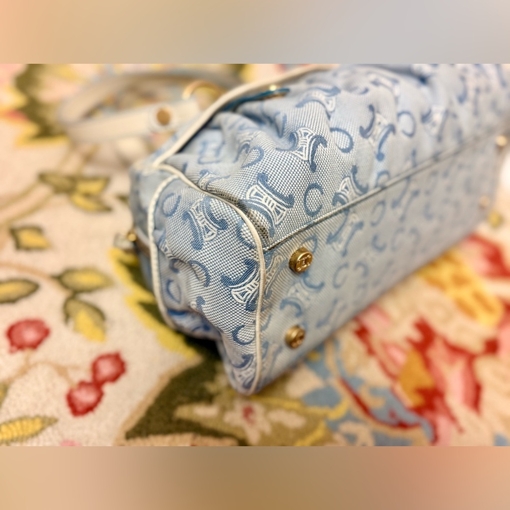 SOLD CELINE Vintage Y2K C Macadam Light Blue & White Cotton Canvas White - Picture 8 of 16